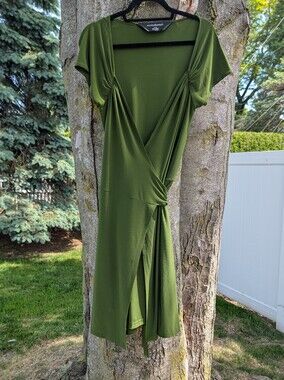 norma kamali tara long-sleeve deep-v ruched stretch jersey midi dress NORMA KAMALI Tara Long Sleeve Dress